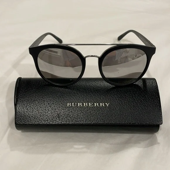 Burberry Polar Grey Mirror Silver round sunglasses for Men